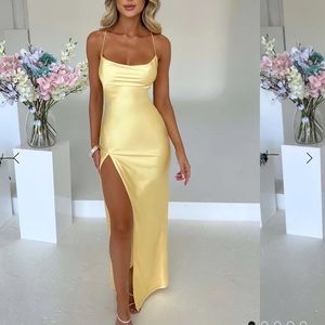 Babyboo misha yellow satin maxi dress